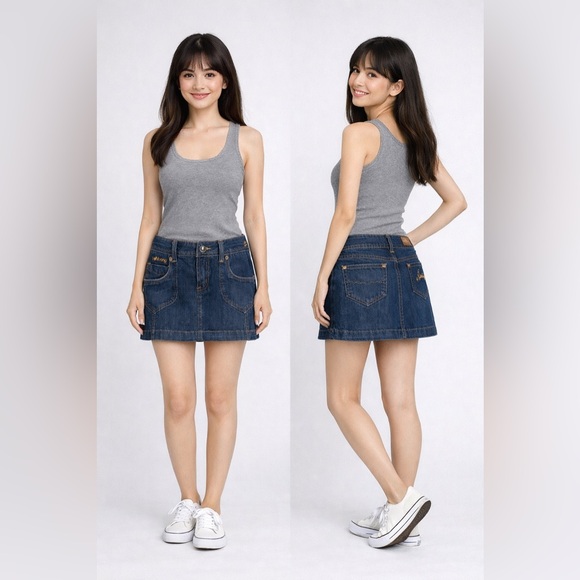 Billabong Women's Dark Denim Micro Mini Skirt - Picture 1 of 14